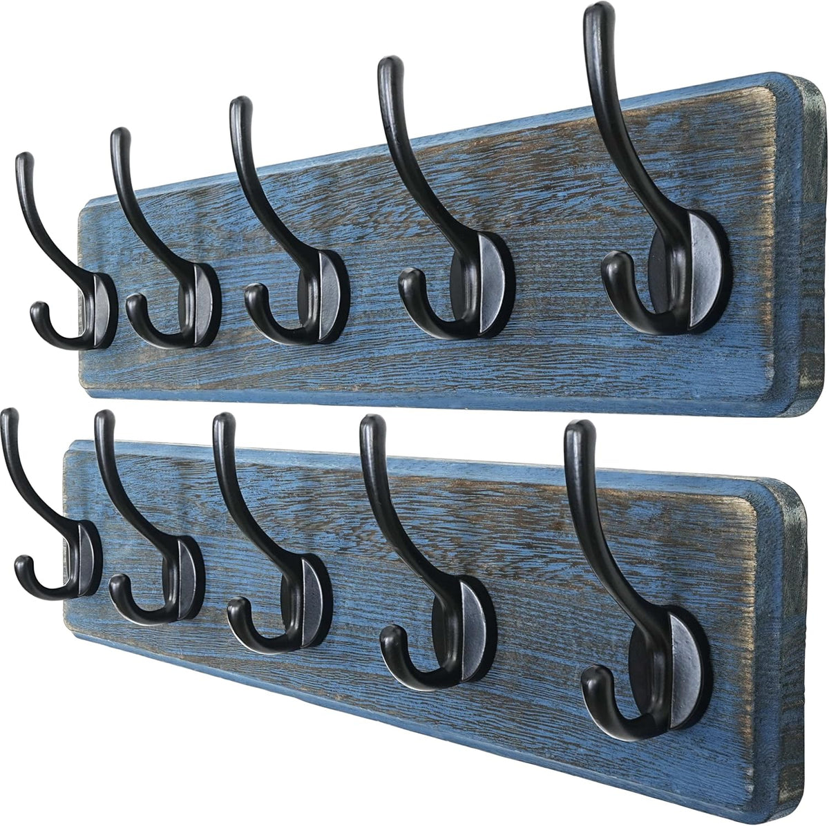 Dseap Coat Rack Wall: Patented, Heavy-Duty, 5-Double-Hooks Wooden Wall Mounted Coat Rack Coat