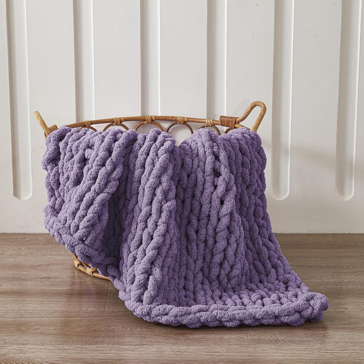 WESHIONGOO Chunky Knit Blanket Throw 40"×40" Knitted Throw Blankets for Couch Bed Fluffy Soft