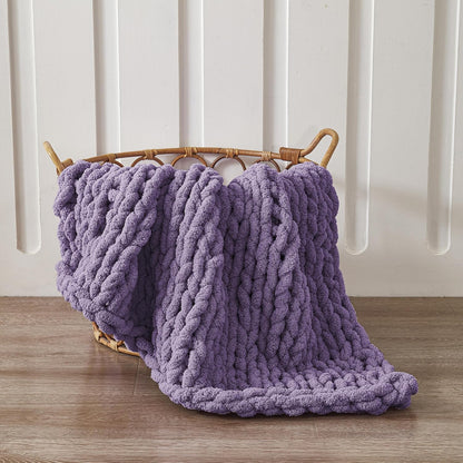 WESHIONGOO Chunky Knit Blanket Throw 40"×40" Knitted Throw Blankets for Couch Bed Fluffy Soft