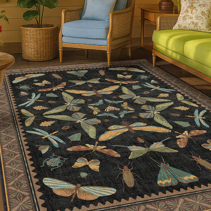 Washable 5x7 Black Rug for Living Room - Foyer Rugs for Entryway, Bedroom, Home Office, Gothic