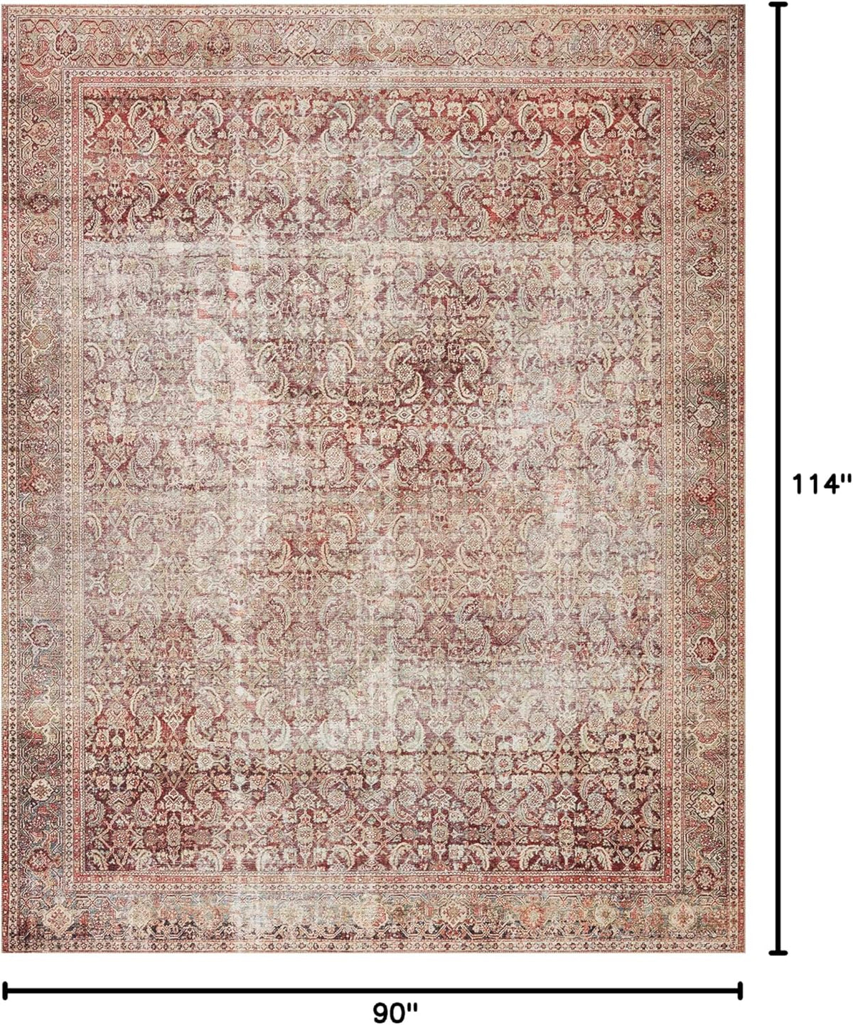 Loloi Layla Collection LAY-11 Cinnamon/Sage 7'-6" x 9'-6" .13" Thick Area Rug, Soft, Durable