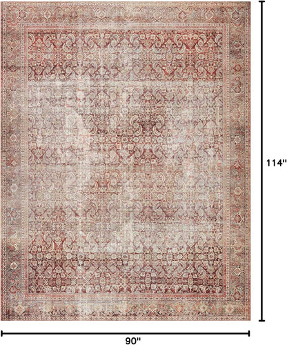 Loloi Layla Collection LAY-11 Cinnamon/Sage 7'-6" x 9'-6" .13" Thick Area Rug, Soft, Durable