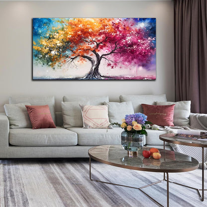 Alsingbago Colorful Tree Canvas Wall Art for Living Room Bedroom Home Office Orange and Pink Tree