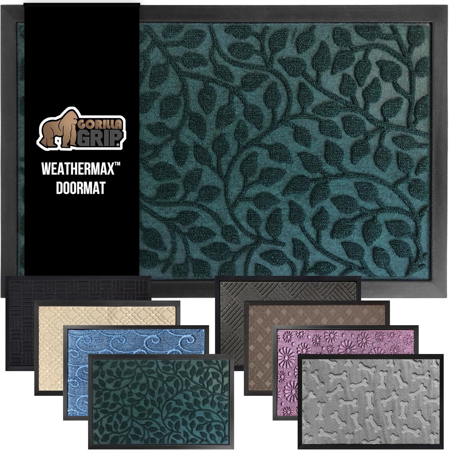 GORILLA GRIP 100% Waterproof All-Season WeatherMax Doormat, 72x24, US Designed Natural Rubber