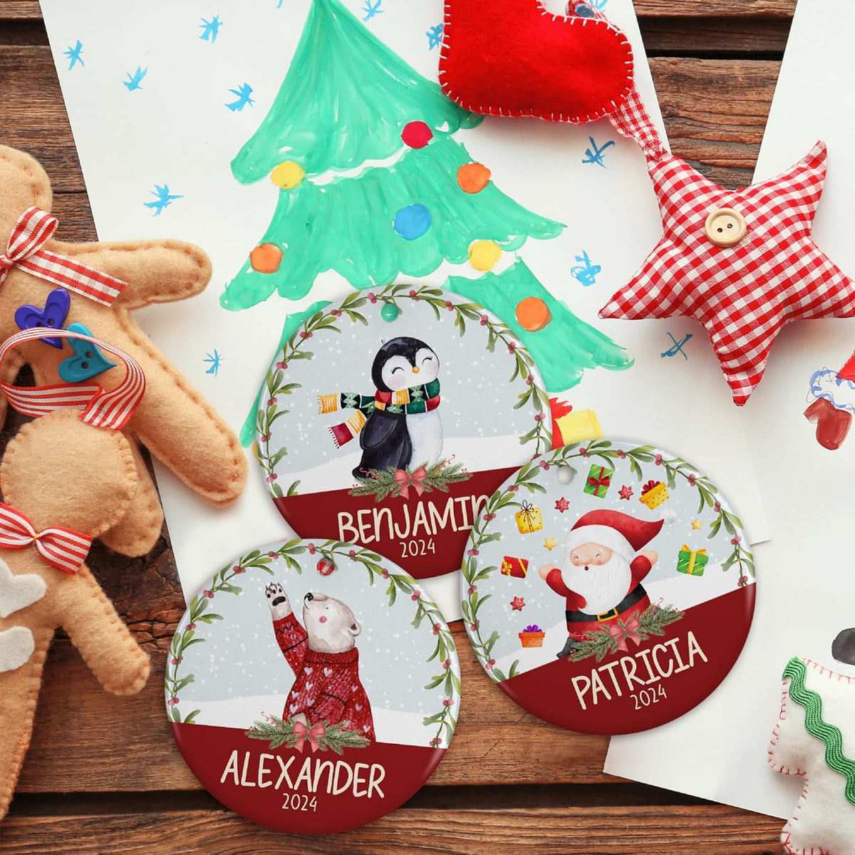 Personalized 2025 Christmas Ornaments for Kids, w/Optional Themes, Name & Date - Customized