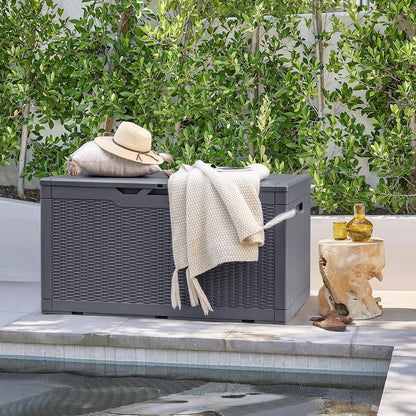 Devoko 97 Gallon Deck Box, Waterproof Resin Outdoor Storage Box for Outside and Patio, Large