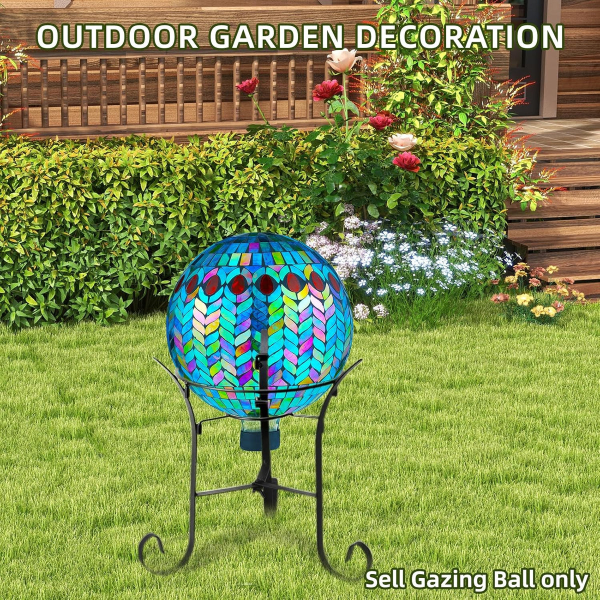 VOREEN Mosaic Glass Gazing Ball Outdoor Gazing Globe, Reflective Ball Yard Decoration for Homes