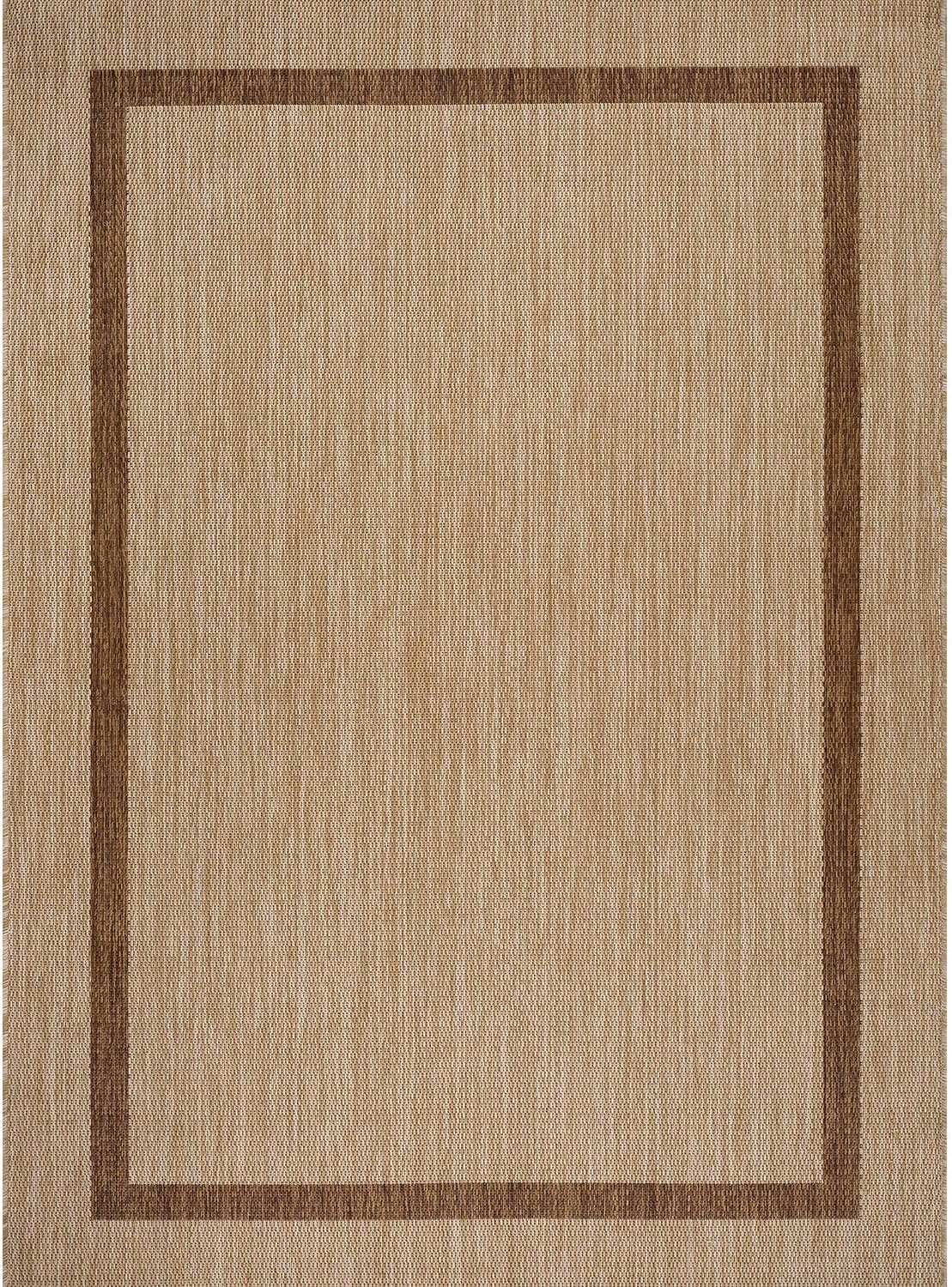 Bordered Outdoor Rug 9x12 Washable Outside Carpet for Indoor Patio Porch Waterproof Easy Cleaning