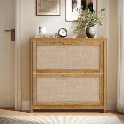 VASAGLE ELLAN Collection - Boho Shoe Storage Cabinet for Entryway Slim, Entry Shoe Cabinet with