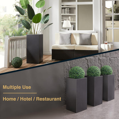 Metallic Heavy Tall Outdoor/Indoor Planter Box, Rectangular, 14Lx14Wx30H Inches, ‎25LBS/PC, Dark