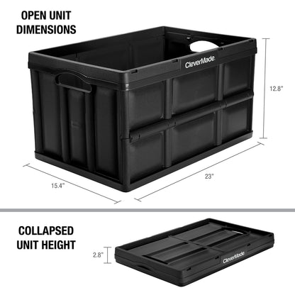 CleverMade Collapsible Storage Bin, 46L Crate, Holds Up to 75 lb, Black