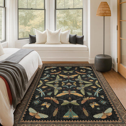 5x8 Black Rug for Bedroom - Boho Large Entryway Rug for Living Room, Under Small Dining Table, Dark