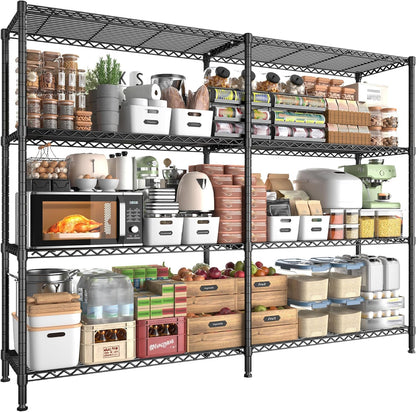 REIBII 61.7''W Storage Shelves Load 1220LBS Wire Shelving Unit 4 Tier Metal Shelving for Storage