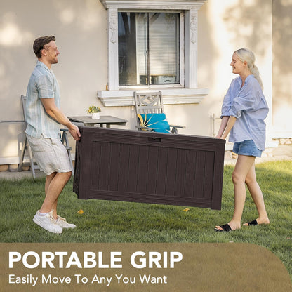 Devoko 120 Gallon Deck Box Resin Outdoor Storage Box Waterproof for Patio, Large Outdoor Storage