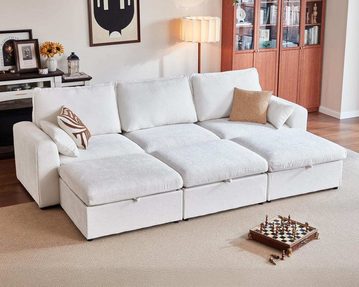 Oversized Modular Sofa Comfy Cloud Couch with Storage, Extra Deep Plush Sectional Sofa Set for