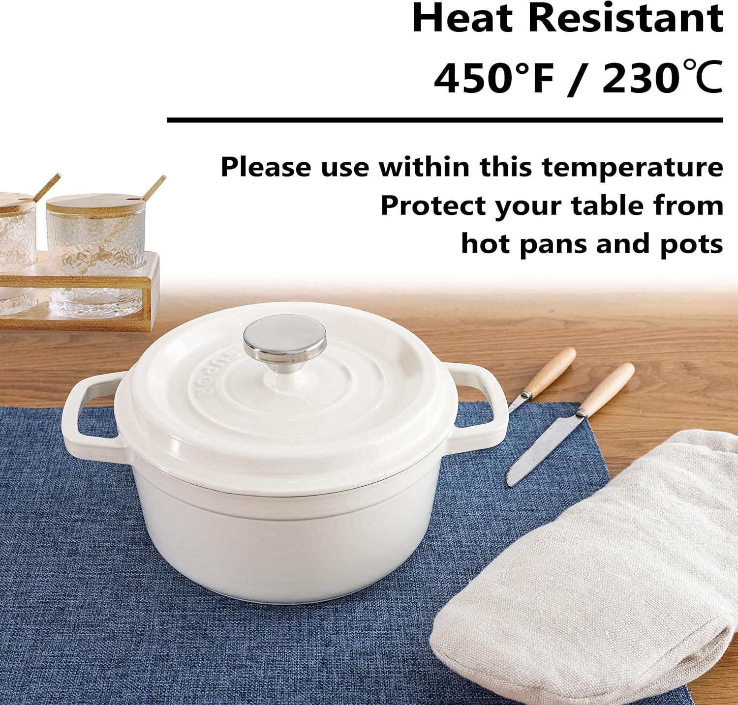 Home Brilliant Set of 8 Placemats Blue Placemats Heat Resistant Dining Table Place Mats Kitchen
