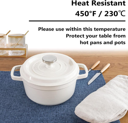 Home Brilliant Set of 8 Placemats Blue Placemats Heat Resistant Dining Table Place Mats Kitchen