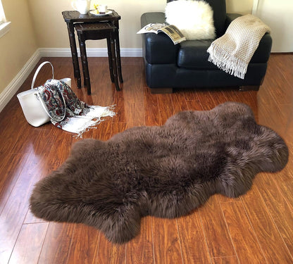 LAMBZY Faux Sheepskin Hypoallergenic Free Shape Silky Shag Rug, Luxury Shaggy Plush Carpet for