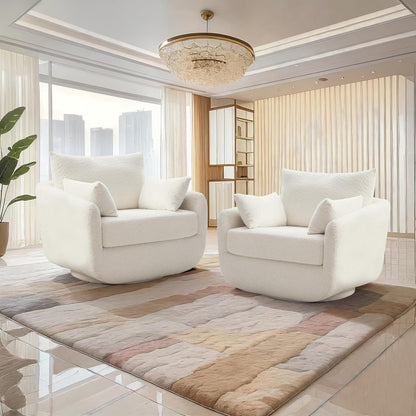 360° Swivel Accent Armchair Set of 2, 39.3" Oversized, Sherpa Boucle Fabric Sofa Chair with