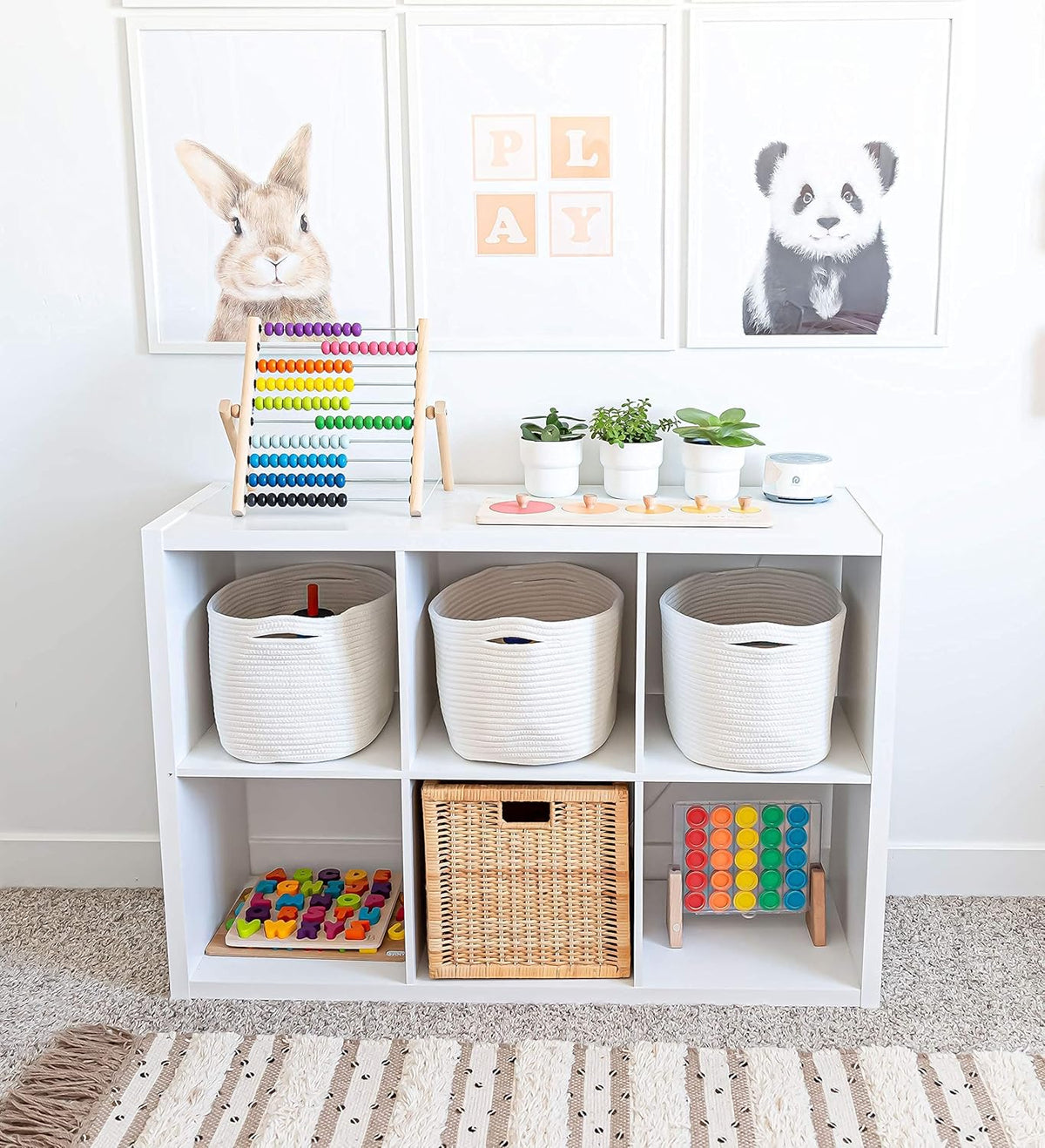 OrganiHaus Set of 3 Woven Storage Baskets for Organizing, Cotton Rope Organizer Bins for Shelves