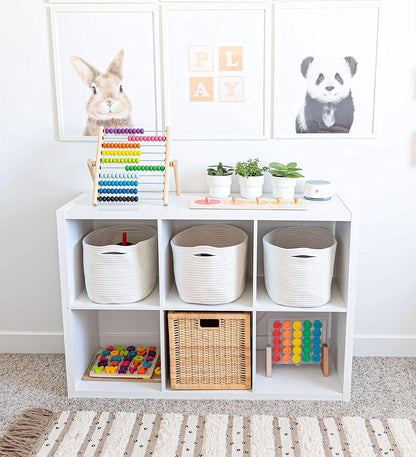 OrganiHaus Set of 3 Woven Storage Baskets for Organizing, Cotton Rope Organizer Bins for Shelves