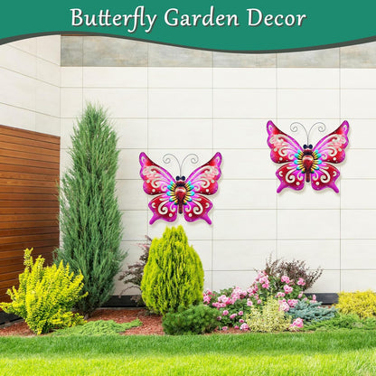 Solar Garden Light, Metal Butterfly Wall Art, 19" Large Hanging Decor for Garden Patio Fences Porch