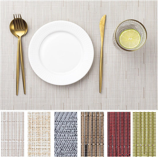 LEXMORE Placemats Set of 12 Vinyl/Plastic Woven Place Mats for Kitchen Table Indoor/Outdoor