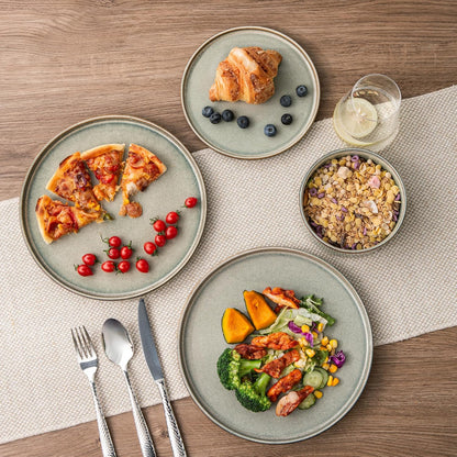 AmorArc Ceramic Dinnerware Sets, Handmade Reactive Glaze Stoneware Plates and Bowls Sets,Highly