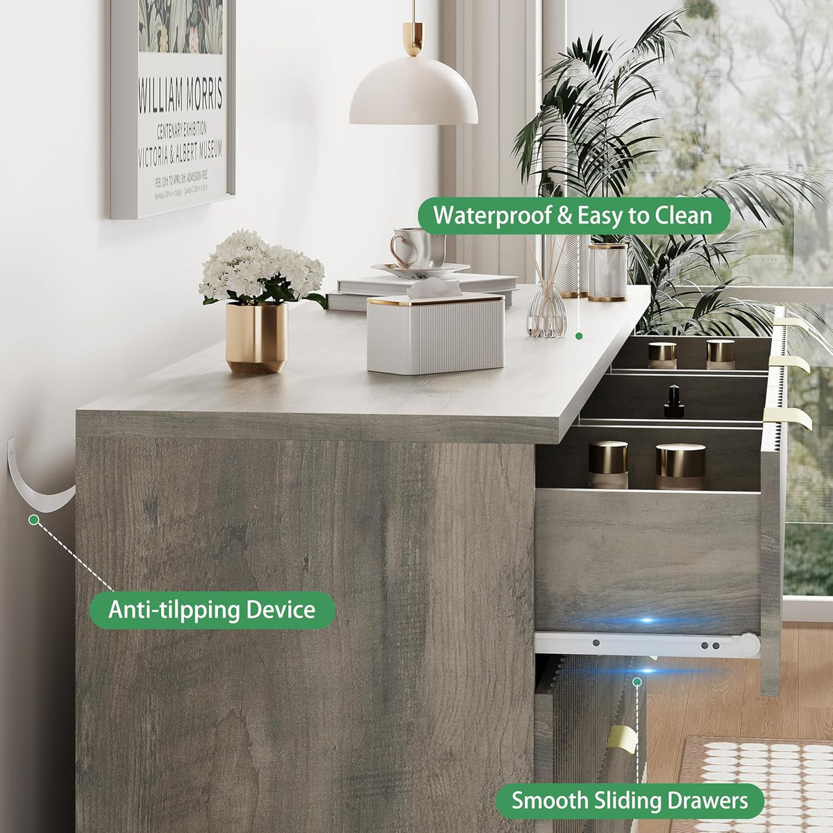 Fluted Dresser for Bedroom with 9 Drawers, 57" Wide Modern Chest of Drawers with Metal Handle