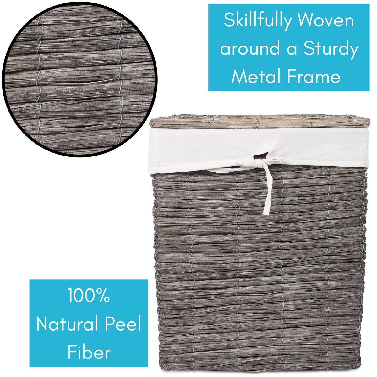 BirdRock Home Rustic Woven Wood Peel Laundry Hamper with Lid | Thin Weave Laundry Basket |