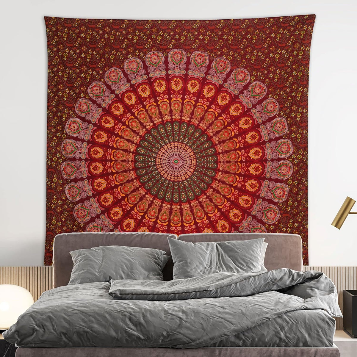 Bless International Handmade Indian hippie Bohemian Psychedelic Peacock Mandala Wall hanging