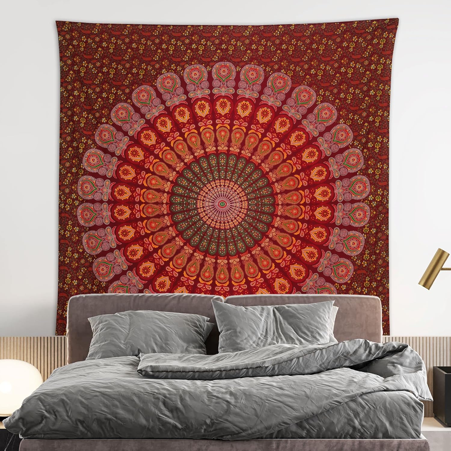 Bless International Handmade Indian hippie Bohemian Psychedelic Peacock Mandala Wall hanging
