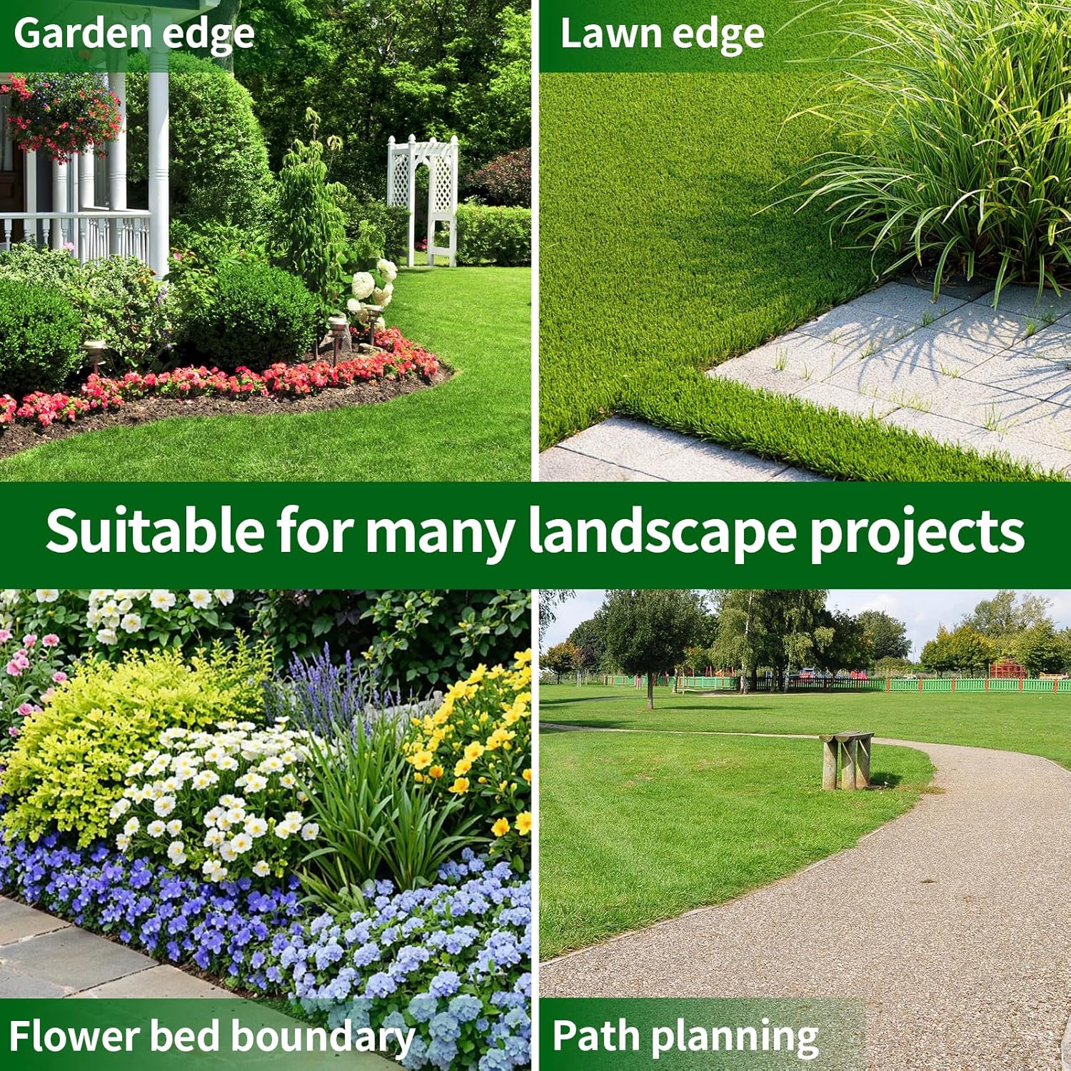 2 in x 60 Ft Garden Landscape Edging, No Dig Garden Edging Border Kit with Spikes for Flower Bed