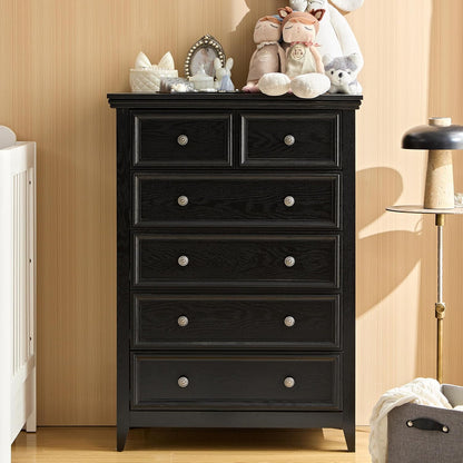 BLANKSPACE Black Dresser, 6 Chest Drawer Dresser for Bedroom, Large Capacity Nightstand, Modern