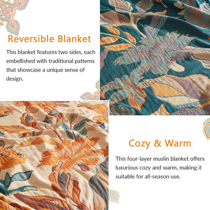 Boho Throw Blanket for Couch Sofa Bed, 100% Cotton Woven Quilt with Tassel 90”x98”, Super Soft
