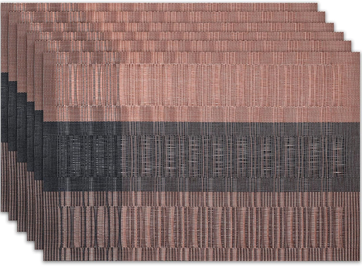 Placemats Set of 6 Washable Indoor/Outdoor Vinyl Place Mats for Dining Table Durable Non-Slip Heat