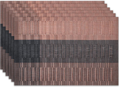 Placemats Set of 6 Washable Indoor/Outdoor Vinyl Place Mats for Dining Table Durable Non-Slip Heat