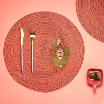 AHHFSMEI Round Braided Placemats Set of 6 Round Table Mats for Dining Tables Natural Woven Heat