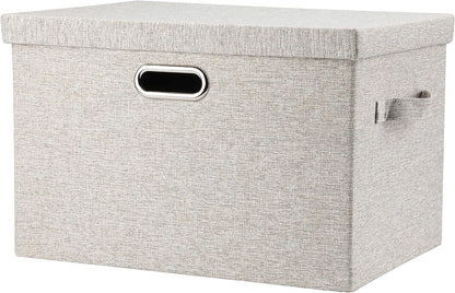 Large 17 36 Quart Collapsible Stackable Storage Bins with Lids, 1 Pack Beige Foldable Fabric Closet