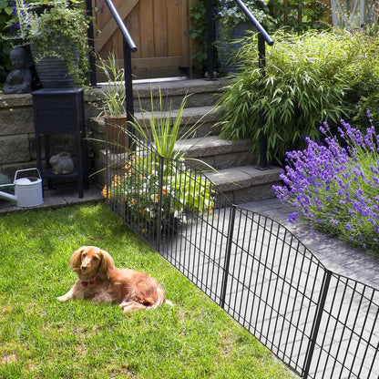 INJOPEXI Garden Fence 6 Panels 11.8ft (L)×24in (H) Decorative Garden Fence with 6 Panels Rustproof
