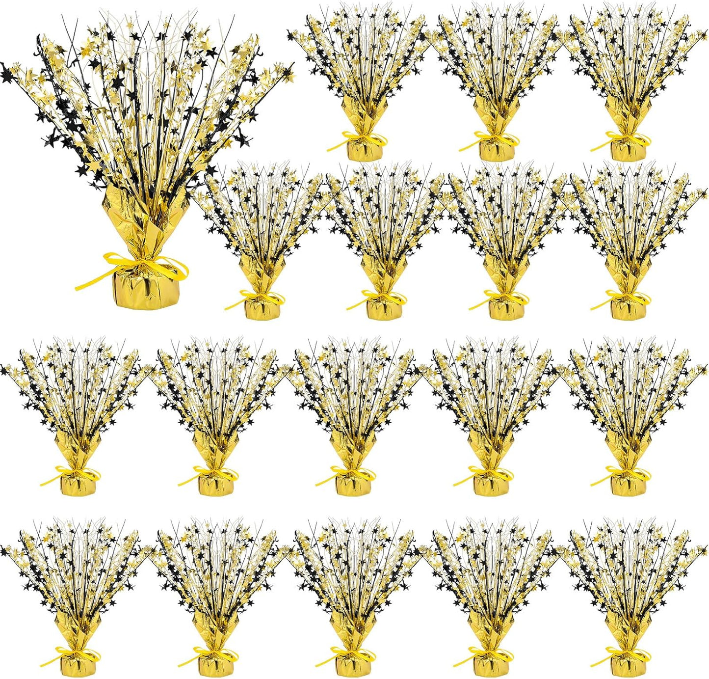 Crowye 18 Pieces Metallic Foil Spray Centerpiece Party Star Table Decoration Burst Metallic Table
