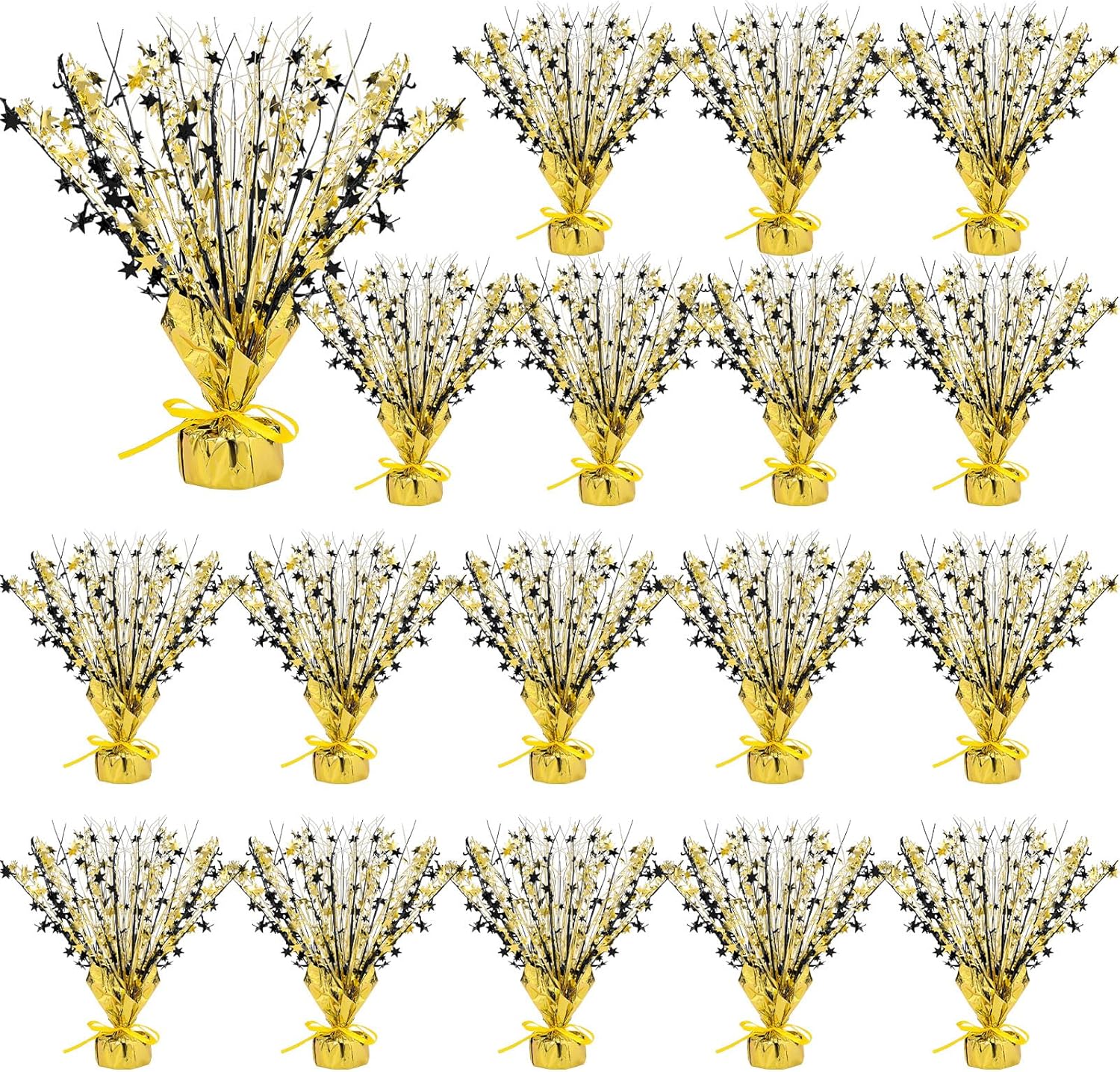 Crowye 18 Pieces Metallic Foil Spray Centerpiece Party Star Table Decoration Burst Metallic Table