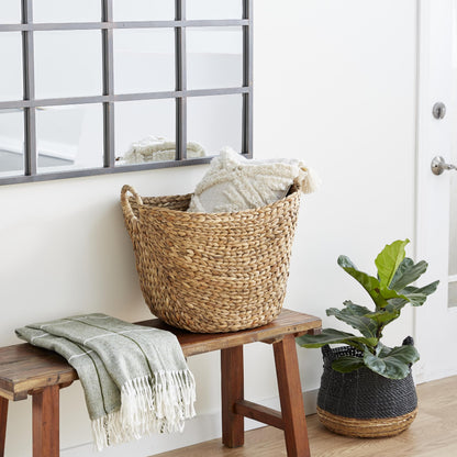 Deco 79 Seagrass Storage Basket, Large Woven Basket, 20" x 18" x 19", Brown
