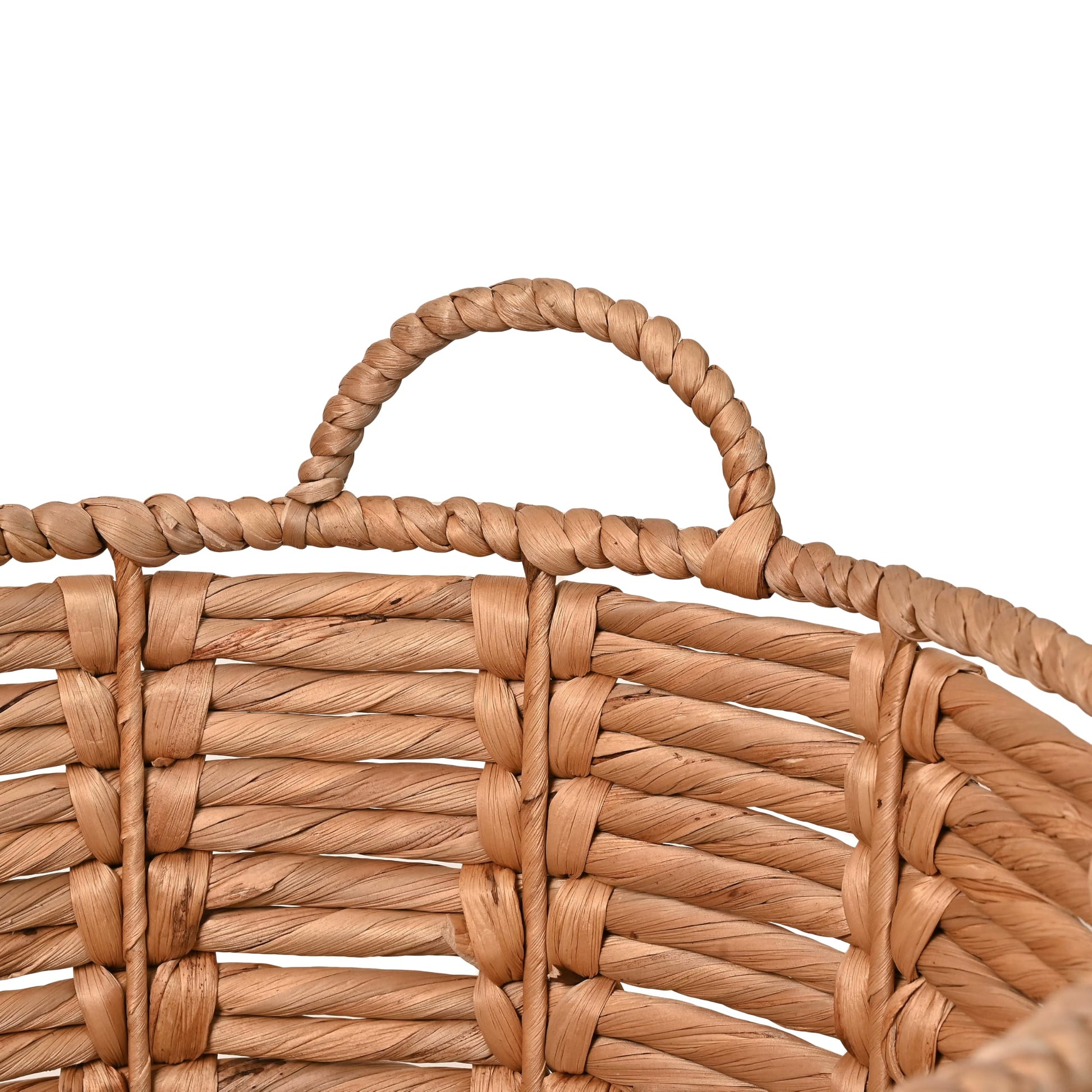happimess Laurel Hand-Woven Abaca Storage Basket 19", Natural/Black
