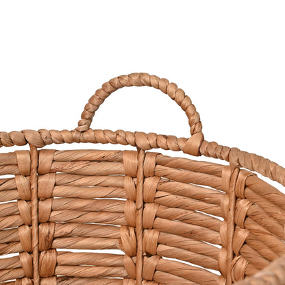 happimess Laurel Hand-Woven Abaca Storage Basket 19", Natural/Black