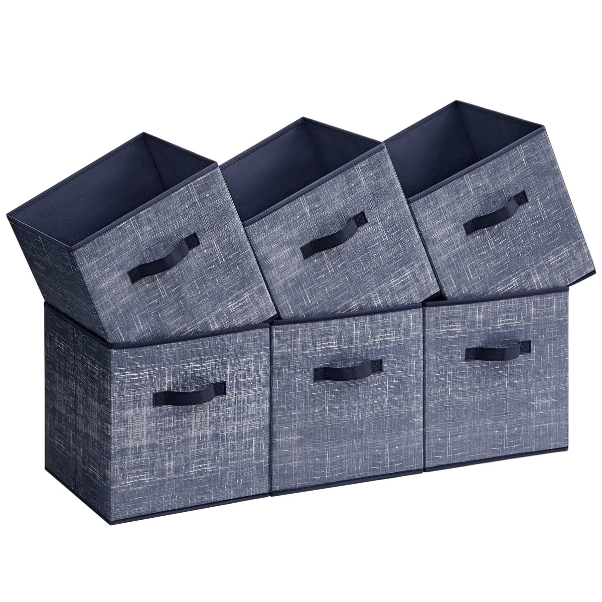 SONGMICS Storage Cubes, 13-Inch Non-Woven Fabric Bins with Double Handles, Set of 6, Closet