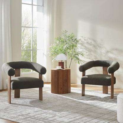 VKNOW Accent Chair Living Room Chair Set of 2, Modern Upholstered Armchair with Solid Wood Legs