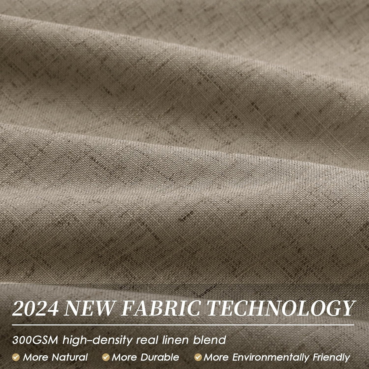 BOODII Matcha Brown Linen Blackout Curtains for Bedroom 84 Inch Length 2 Panels Set Room Darkening
