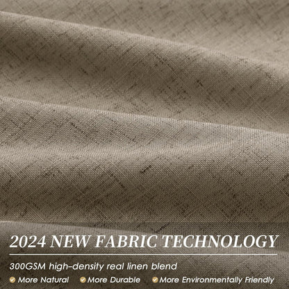 BOODII Matcha Brown Linen Blackout Curtains for Bedroom 84 Inch Length 2 Panels Set Room Darkening