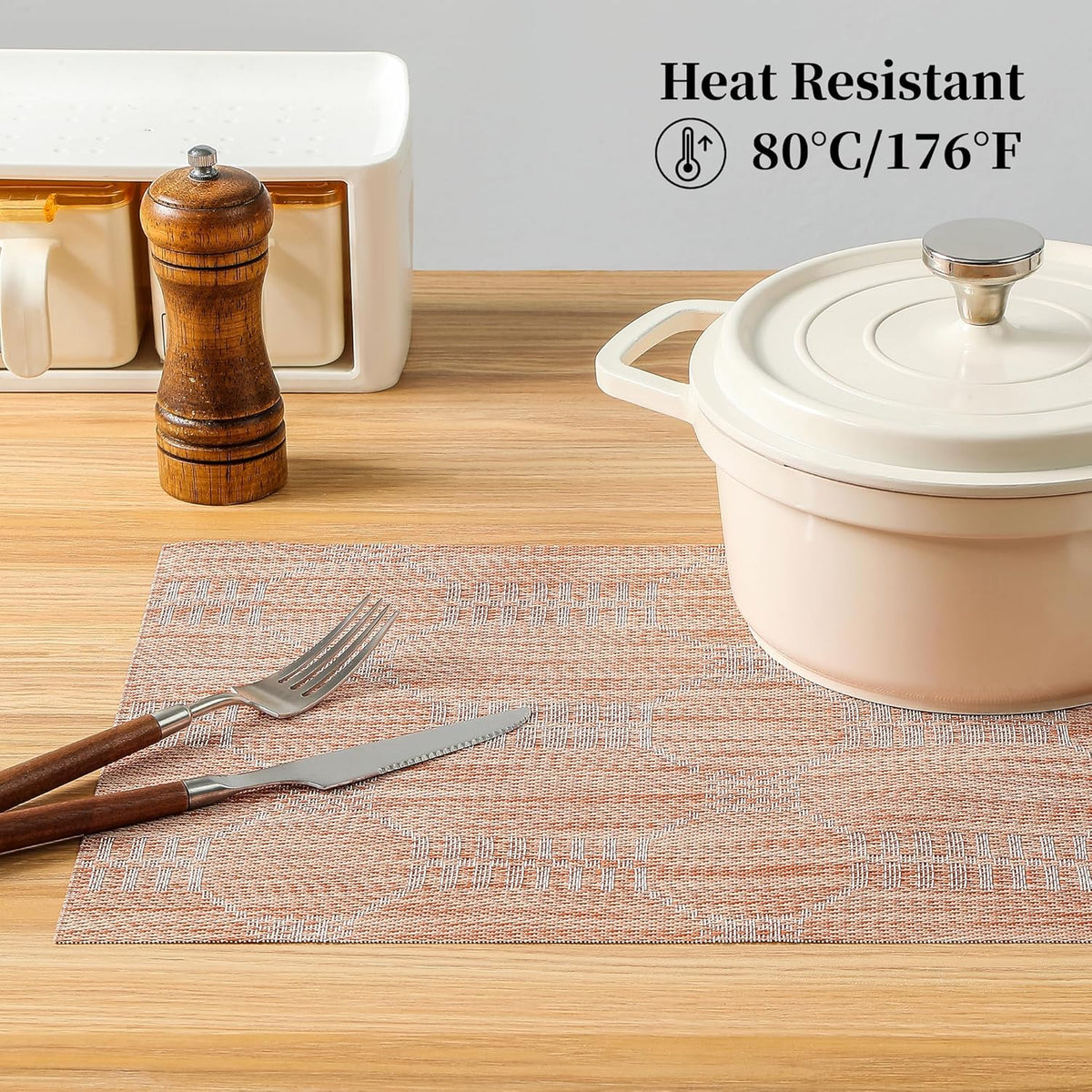 Leetaltree Coral Placemats Set of 8 - Heat Resistant Non-Slip Place mats for Dining Table, Washable